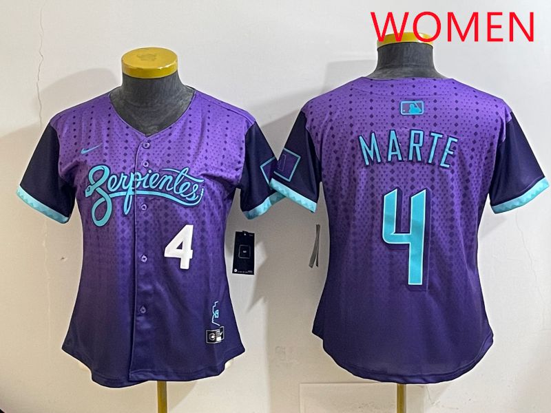Women Arizona Diamondback #4 Marte Purple Joint Name 2025 Nike MLB Jersey style 33